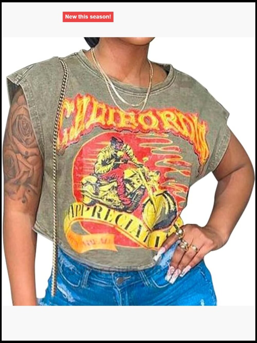 Womens Sleeveless Crop Tank Top Crew Neck California Graphic Tee Casual Summer